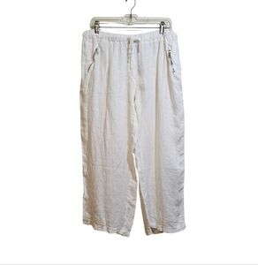Tempo Paris White Linen Zipper Pocket Pants NWT Sz XL Made in Italy